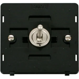 Click Scolmore Black 10AX 1 Gang Pearl Nickel 2 Way Toggle Plate Switch Black Insert