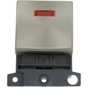 Click Scolmore Switch Ingot DP 2 Module Neon 20A Brushed Stainless