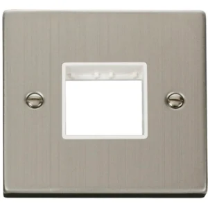 Click Scolmore Front Plate 1 Gang 2 Aperture Stainless Steel White Gasket Victorian