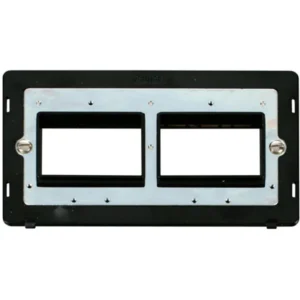 Click Scolmore Black 2 Gang MiniGrid Unfurnished Plate Black Insert - 2 x 3 Apertures