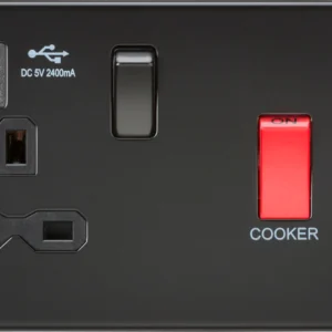 Knightsbridge MLA 45A DP Switch and 13A Switched Socket with Dual USB Charger 2.4A - Matt Black