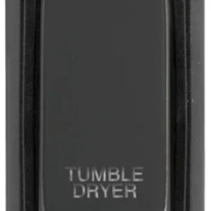 Click Scolmore Tumble Dryer Laser Etched Black Frame 20AX Black Nickel Double Pole Switch Module