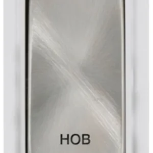 Click Scolmore Hob Laser Etched Legend Polar White Frame 20AX Satin Chrome Double Pole Switch Module