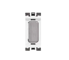 Hager Grid Switch 1 Way DP Module 20A Brushed Steel White Insert