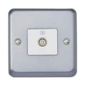 MK Electric Socket Tv/Fm Co-Axial Single Isolated 86X86mm Brushed Chrome