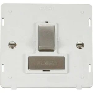 Click Scolmore Connection Unit Interior Fused Switched 13A Polar White Stainless Steel