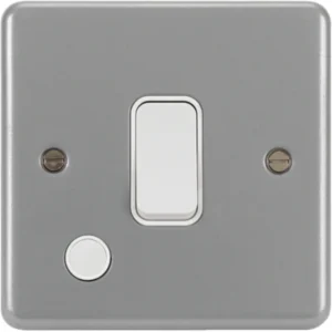 Hager Control Switch 1 Gang DP Flex Outlet 20A Grey Metalclad Backbox K