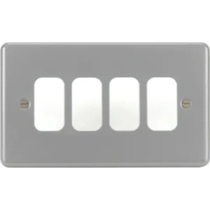 Hager Grey Metal Grid Plate 4 Gang