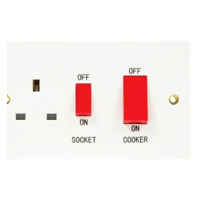 Newlec White Square Edge 45A Cooker Control Unit