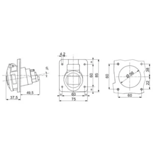 Gewiss Socket 2P+E 6H 10° Flush Mounting 16A 230V 50/60Hz Blue Halogen Free