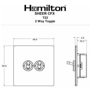 Hamilton Switch 2 Gang 2 Way Dolly/Toggle 20Ax 86X86mm Richmond Bronze