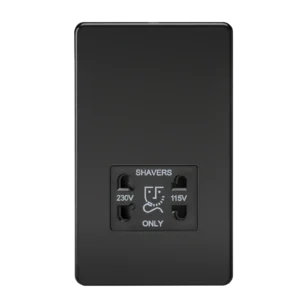 Knightsbridge MLA Screwless 115V/230V Dual Voltage Shaver Socket - Matt Black