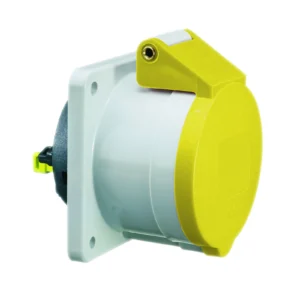 Newlec Industrial Power Socket Panel Mount 2P+E 32A 110V IP44 Yellow