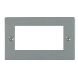 Hamilton Front Plate Double 4 Eurofix Apertures+Grid 94X144mm Satin Steel