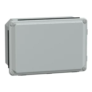 Schneider Electric Metal industrial box, low plain cover, H155xW105xD61, IP55, grey RAL 7
