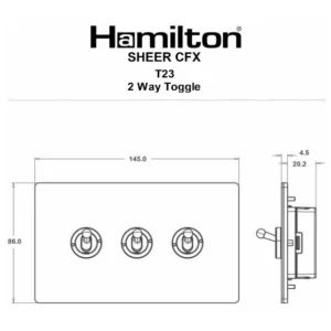 Hamilton Switch 3 Gang 2 Way Dolly/Toggle 20Ax 86X145mm Richmond Bronz