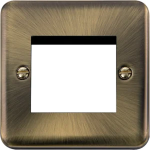 Click Scolmore Front Plate 1 Gang 2 Module Antique Brass Black&White Gasket