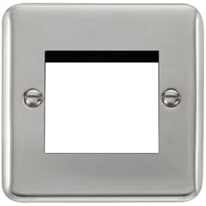 Click Scolmore Front Plate 1 Gang 2 Module Polished Chrome Black&White Gasket