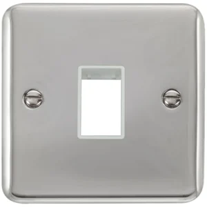 Click Scolmore Front Plate 1 Gang 1 Aperture Polished Chrome White Insert
