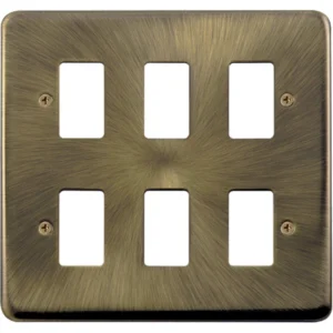 Click Scolmore Front Plate Deco Plus 6 Gang Antique Brass