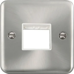 Click Scolmore Front Plate 1 Gang 2 Aperture Satin Chrome White Insert