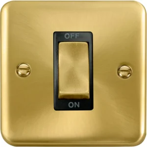 Click Scolmore Control Switch Ingot 1 Gang DP 45A Satin Brass Black Insert