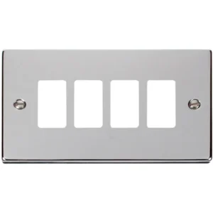 Click Scolmore Victorian Polished Chrome 4 Gang GridPro Frontplate