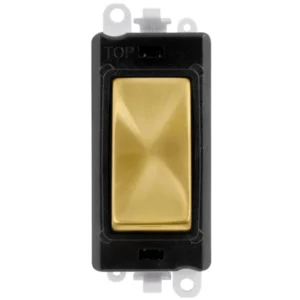 Click Scolmore Black Frame 20AX Satin Brass Double Pole Switch Module