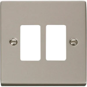 Click Scolmore Victorian Pearl Nickel 2 Gang GridPro Frontplate