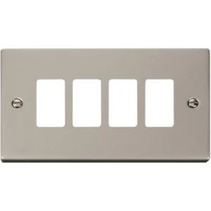 Click Scolmore Victorian Pearl Nickel 4 Gang GridPro Frontplate