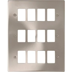 Click Scolmore Victorian Satin Chrome 12 Gang GridPro Frontplate
