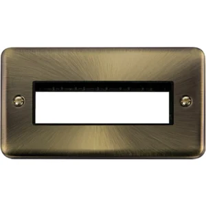 Click Scolmore Front Plate 2 Gang 6 Aperture In Line Antique Brass Black Insert