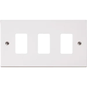 Click Scolmore Polar White 3 Gang GridPro Frontplate