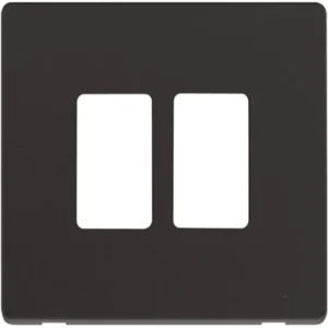 Click Scolmore Screwless Cover Plate Matt Black 2 Gang GridPro Frontplate