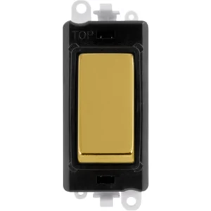 Click Scolmore Black Frame Polished Brass Switch 20AX 2 Way Module