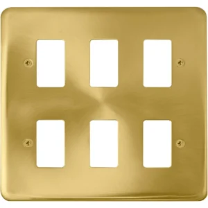 Click Scolmore Front Plate Deco Plus 6 Gang Satin Brass
