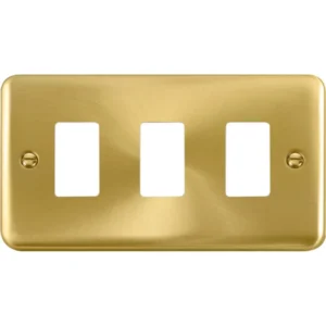Click Scolmore Front Plate Deco Plus 3 Gang Satin Brass