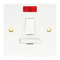 Newlec White Square Edge 13A Switched Fused Spur Connection Unit With Neon