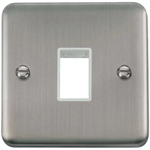 Click Scolmore Front Plate 1 Gang 1 Aperture Stainless Steel White Insert