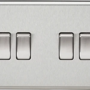 Knightsbridge MLA 10AX 4G 2 Way Plate Switch - Rounded Edge Brushed Chrome