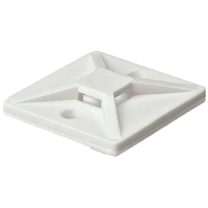Newlec Cable Tie Mounting Base Self Adhesive 4 Way 28 x 28mm White [Pack=100]