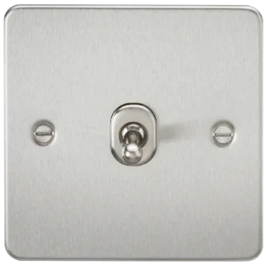 Knightsbridge MLA Flat Plate 10AX 1G 2 Way Toggle Switch - Brushed Chrome