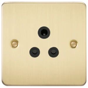 Knightsbridge MLA Flat Plate 5A unswitched socket - brushed brass with black insert