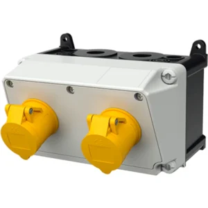 Mennekes Socket Triple Pole Amaxx 2 Gang IP44 Unwired 16A 110V 4H Yellow