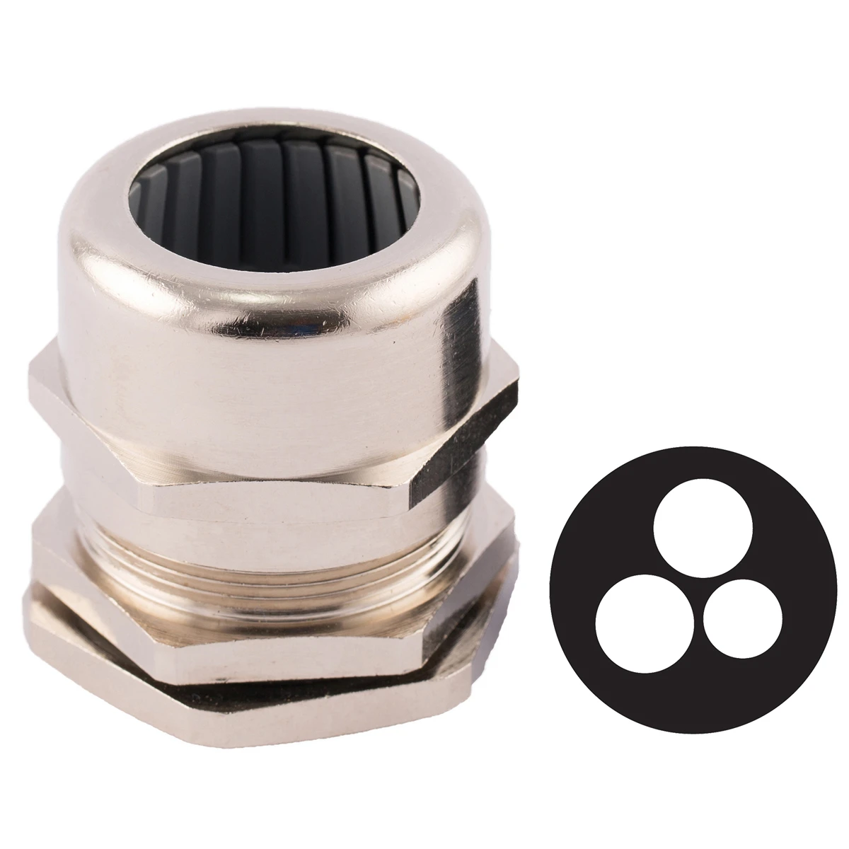 Newlec Dome Top Stuffing Tails Gland 32mm IP68 Metal C/W Locknut for 2 x 25.0mm Meter Tails+16.0mm Earth - Image 2