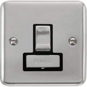 Click Scolmore Connection Unit Ingot DP Switched Fused 13A Polished Chrome Black Insert