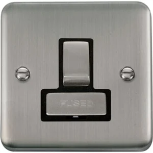 Click Scolmore Connection Unit Ingot DP Switched Fused 13A Stainless Steel Black Insert