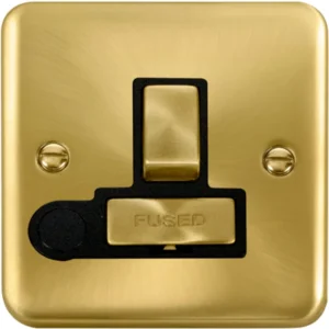 Click Scolmore Connection Unit Ingot Switched Flex Outlet 13A Sat Brass Black Insert