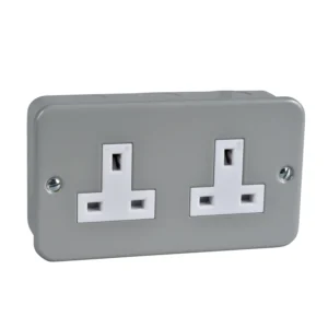 Schneider Electric Exclusive Metal clad, socket-outlet, 13A, 2 gangs, matt grey