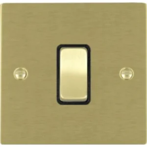 Hamilton Switch Rocker 1 Gang 2 Way 10A 86X86mm Satin Brass/Satin Brushed Black Insert